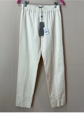 D. Exterior Shantung Pants Silk Ivory trousers Womens 40/US 8 Italy NWT